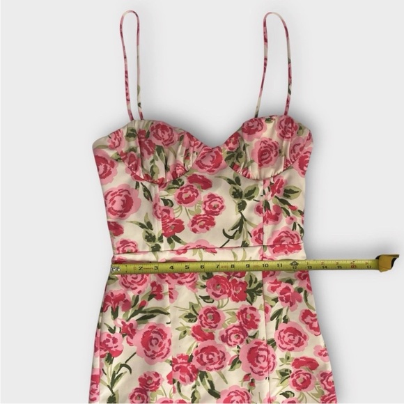 NEW Zara Corset Style Mini Dress Medium Pink White Floral Roses Rose Thin Straps - Picture 8 of 14